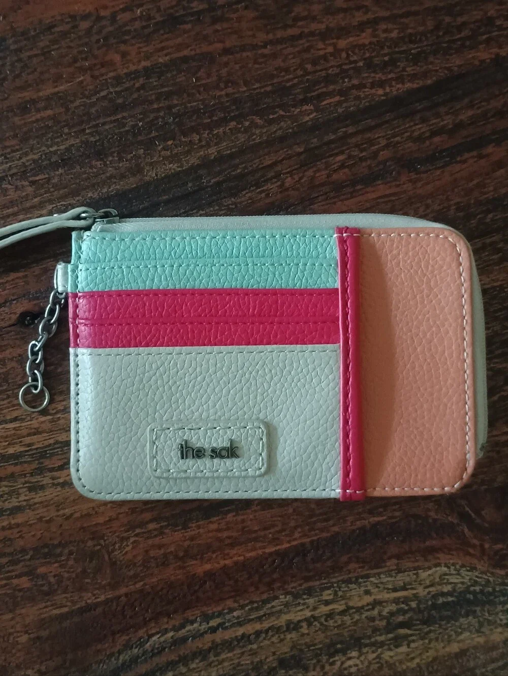 The Sak Colorblock Card Wallet - Mint, Hot Pink, Peach, White